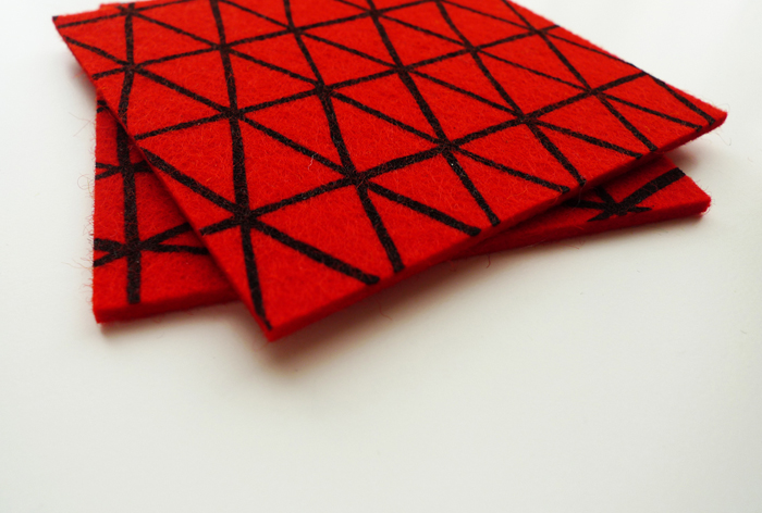 Cotton & Flax red triangles coasters