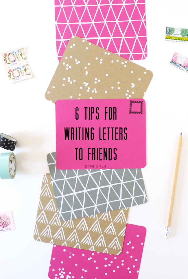 Tips for writing to friends from Cotton & Flax