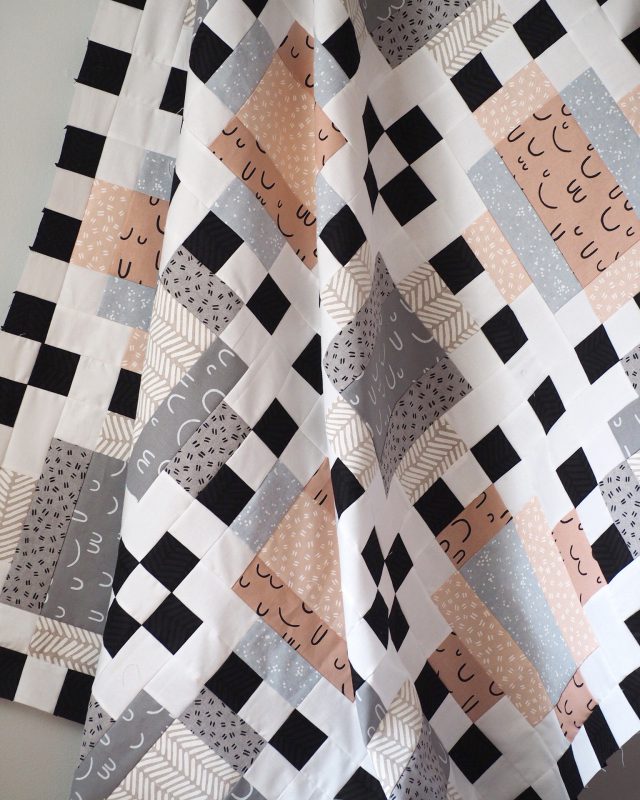Modern Quilt made with Arroyo Fabric from Robert Kaufman