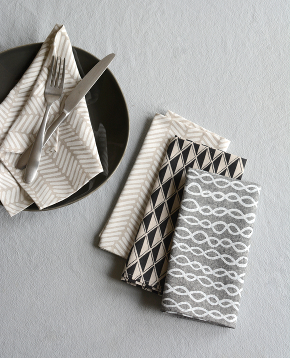 Patterned linen dinner napkins from Cotton & Flax