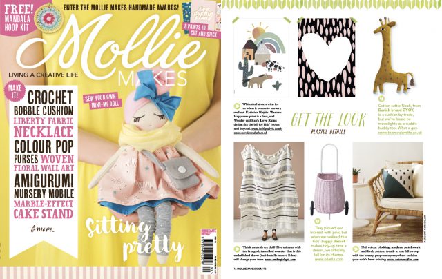 Cotton & Flax patchwork throw pillow in Mollie Makes Magazine