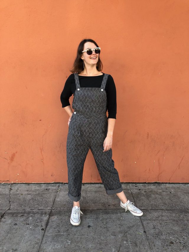 Handmade Evelyn overalls - made with Balboa fabric